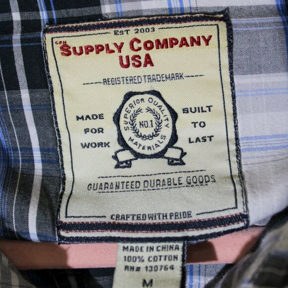 Supply Company Plaid Button Down 100% Cotton Shirt Men's Size Medium - Picture 3 of 7